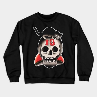 13 Cat Skull Tattoo Design Crewneck Sweatshirt